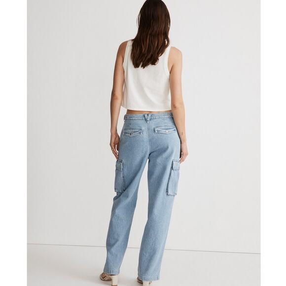 Madewell Low-Slung Straight Cargo Jeans in Coleman Wash NK883 Size 23 - Picture 3 of 12